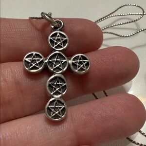 Elegant Sterling Silver 925 Cross Pendant Necklace chain size 19’ in